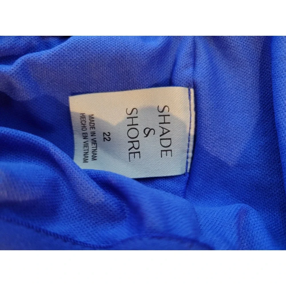 Shade & Shore Blue Textured One Piece Swimsuit Full Coverage  Size 22 1506